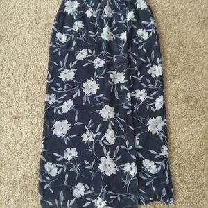 Blue floral chiffon maxi skirt